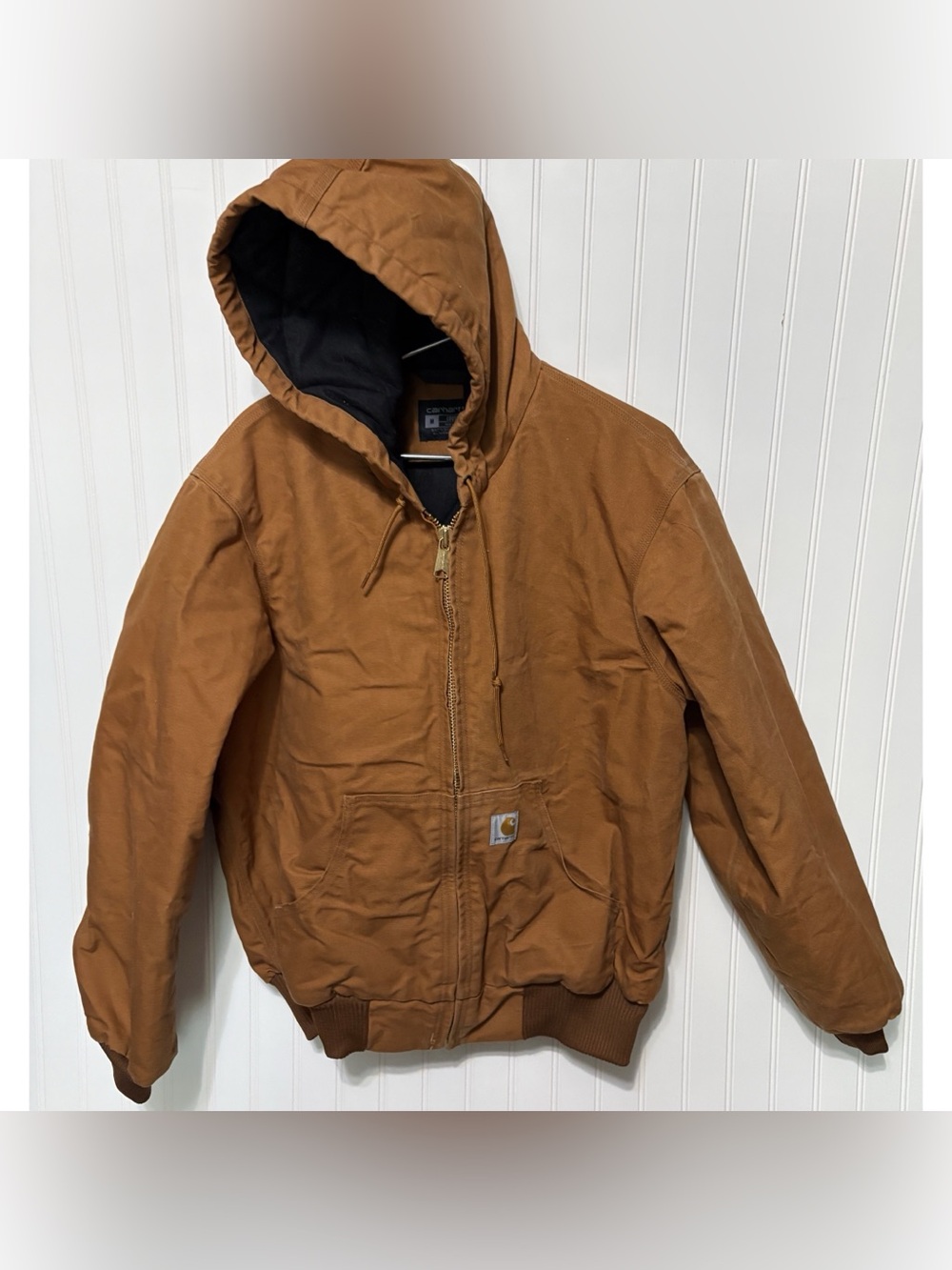 CARHARTT Loose Fit Brown Lined Firm Duck Insulated Jacket Mens Size Medium J140